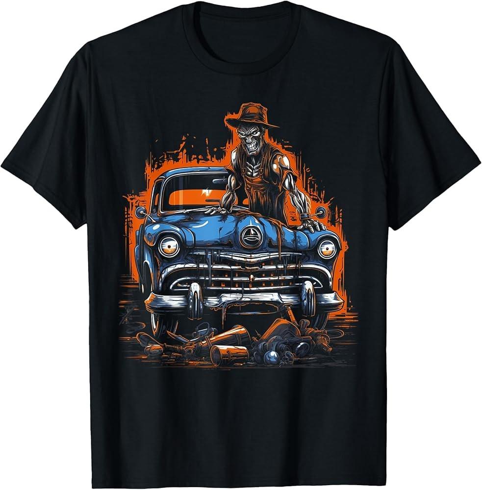 Hot Rod Halloween Mechanic Zombie Costume Scary Garage T-Shirt Unisex T-Shirt XL