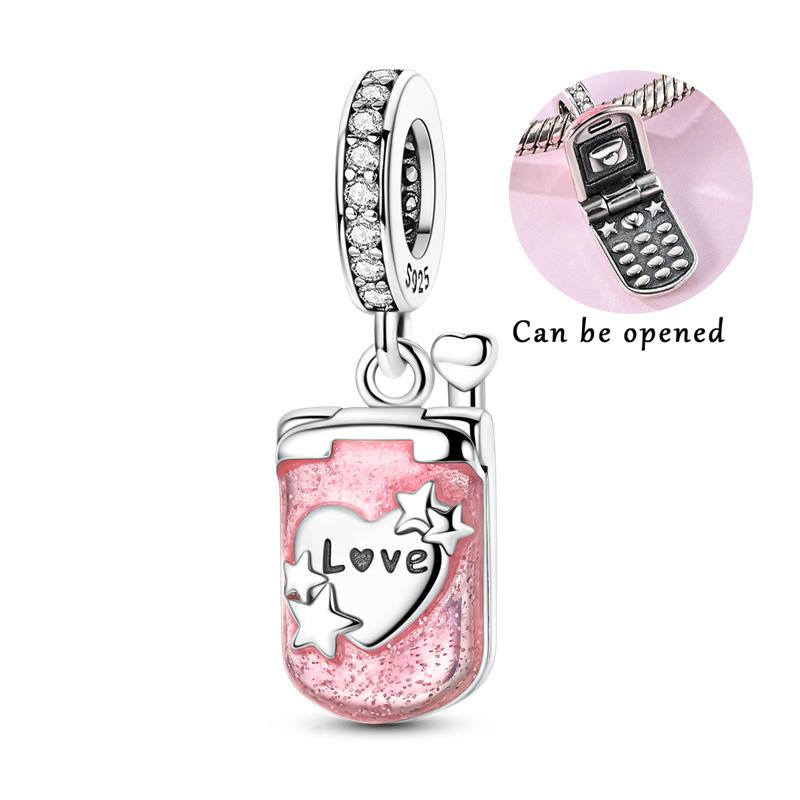 Original Valentine'S Day Charms Bead Pendent Copper Heart Love Rose Bear Charms Fit Bracelet Bangle Woman Diy Jewelry Gift