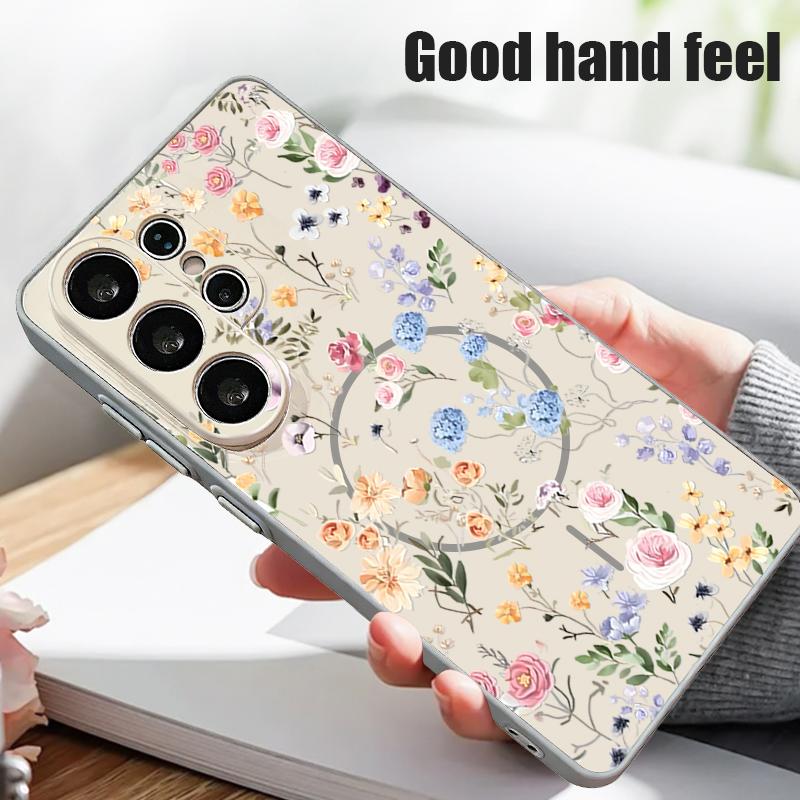 Pink Lily Daisies Floral Case For Samsung Galaxy S26 Ultra S25 Edge S24 Plus S23 FE S22 A17 A54 A55 A56 A57 5G Magnetic For Magsafe Matte Cover