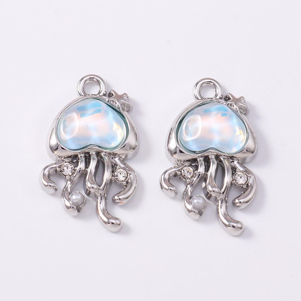 5 Stück Süße Kristall Zirkonia Quallen Anhänger für Schmuckherstellung Halskette Ohrringe Armband DIY Handgemachter Schmuck