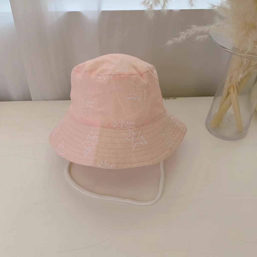 1-12Year Kids Fisherman Hat Pink Print Girl Baby Bucket Hats Cotton Breathable UV Protection Basin Cap Children Sunshade Visors