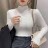 Autumn Winter Knitted High Neck Sweater Women's Solid Color Stretch Slim Bottoming Shirt All-mach Wrinkle Pullover Jumper Top