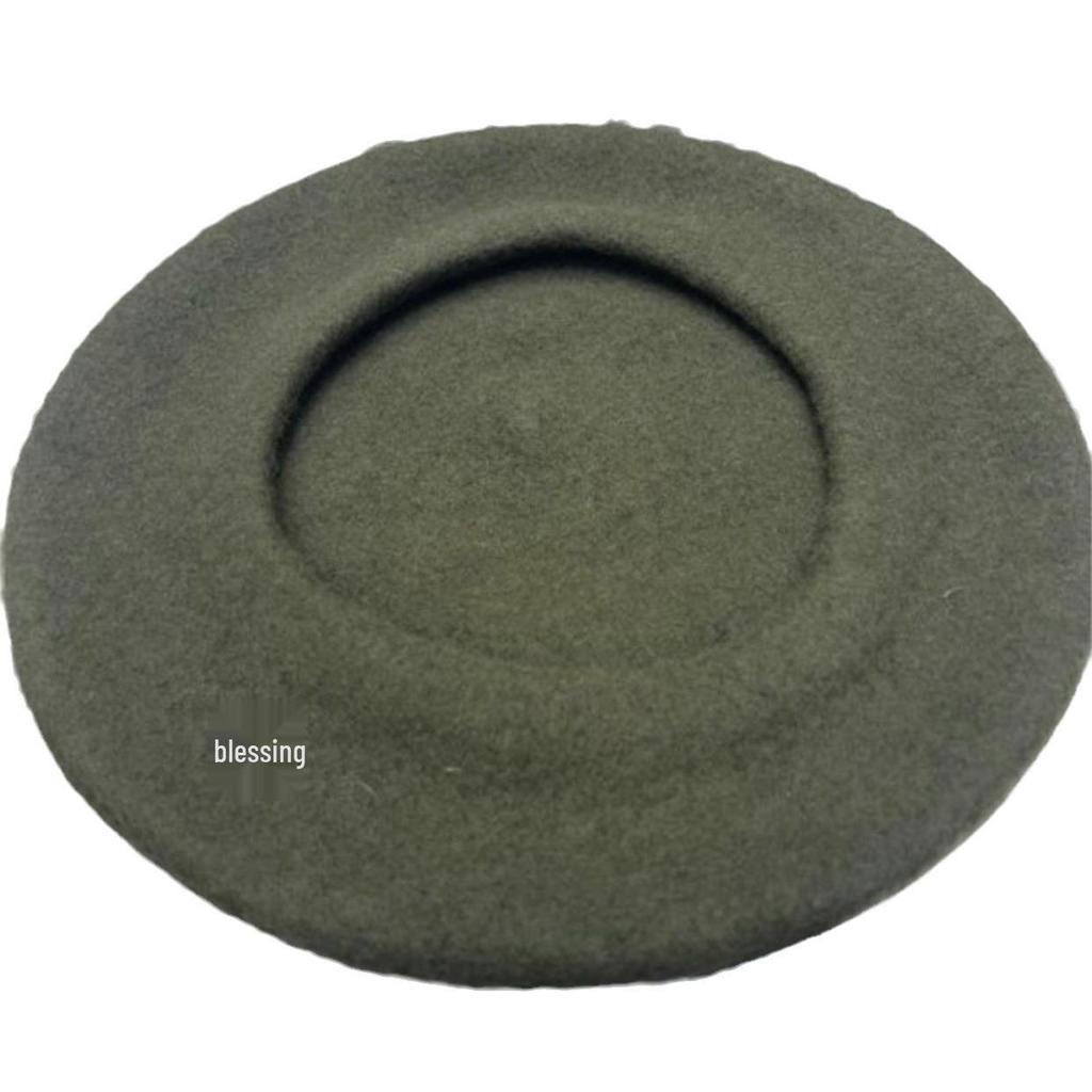 Women's High-Quality Wool Beret: Buttoned, Retro Style, Solid Color, Versatile Hat for Autumn and Winter
