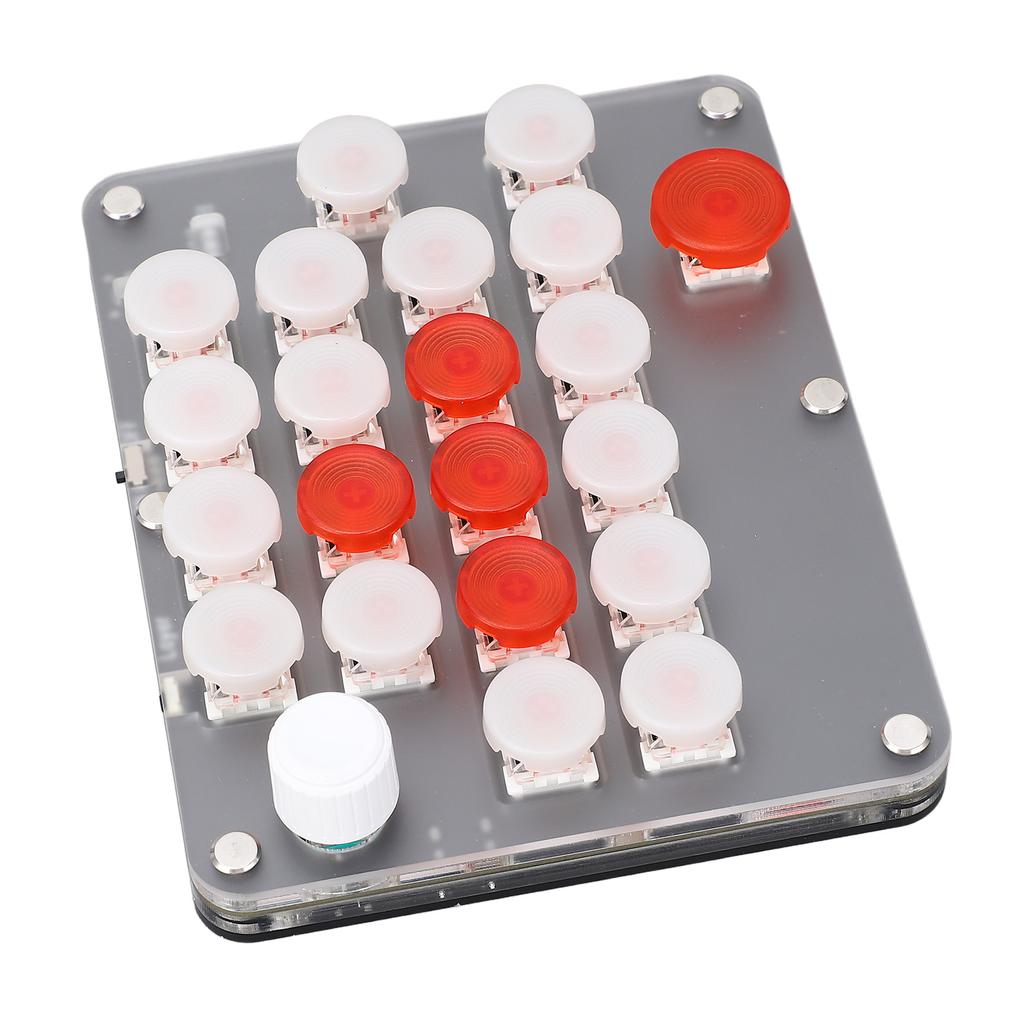 21 Keys Programmable Keyboard with Knob Red Axis USB C BT Connection One Handed Macro Mechanical