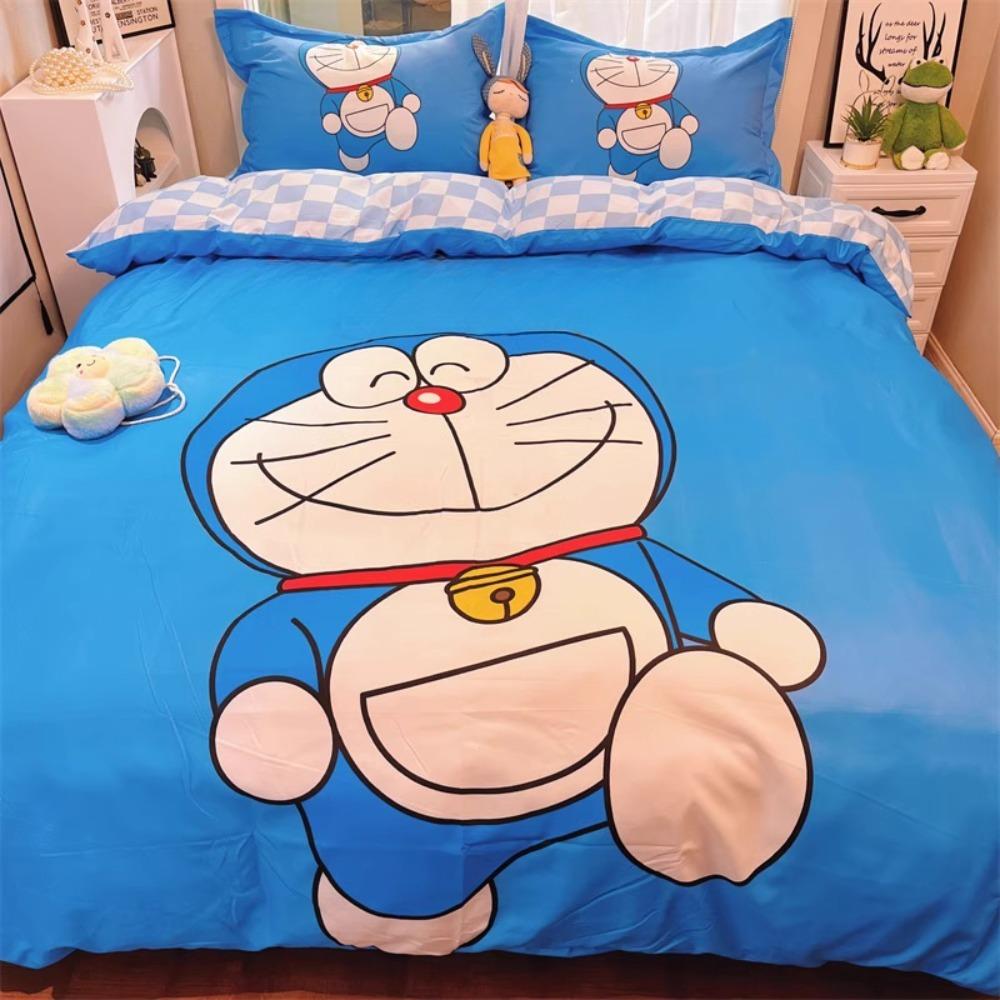 Blue robotic cat bedroom set,Children'sGift Teenagers adulte Microfibre double bed 2/3 pieceDuvet Coverwith Zip Room Decor
