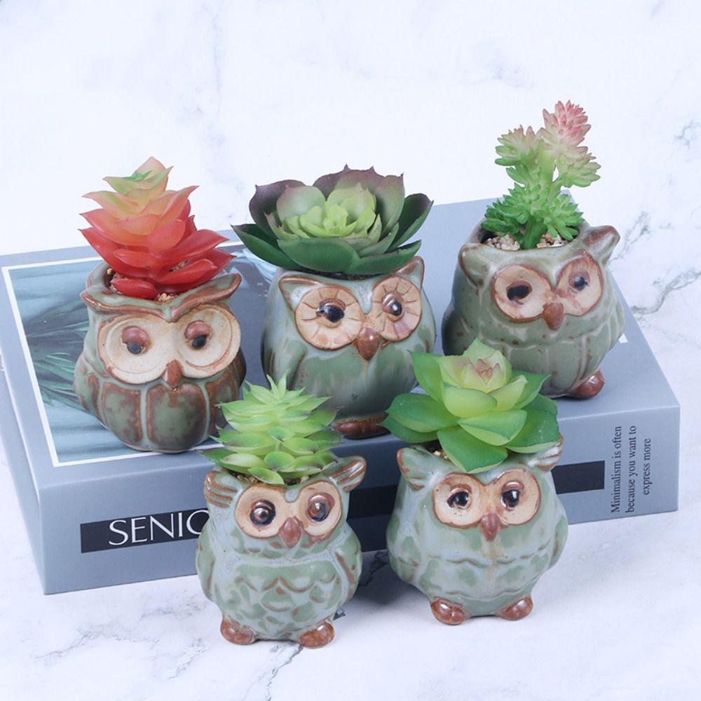 

Cartoon Owl Ceramic Pots Owl Shaped Owl Shaped Flowerpot Thumb Flower Pot Living Room Random