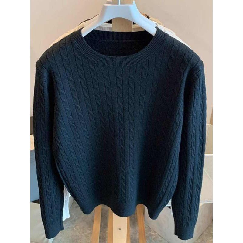 Twist sweater knitted sweater autumn new lazy style loose inner top winter long sleeve bottoming shirt women