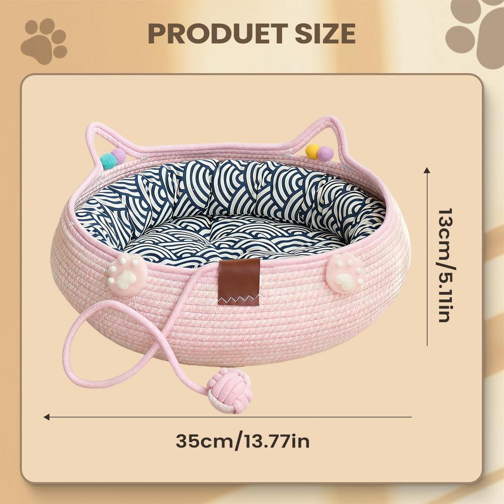 Cat Bed Cute Soft With Cushion Bed Cat Nest Set For Kitten Puppy Indoor Home Sleeping Play Enrichment Interaction Calming All