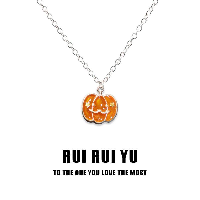 RUI RUI YU Halloween Pumpkin Ghost Necklace Pendant Necklace for Women Men Girlfriend Couple Lover Jewelry Gift