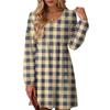 Women's Fashion Plaid Print V-Neck Long Sleeve Dress