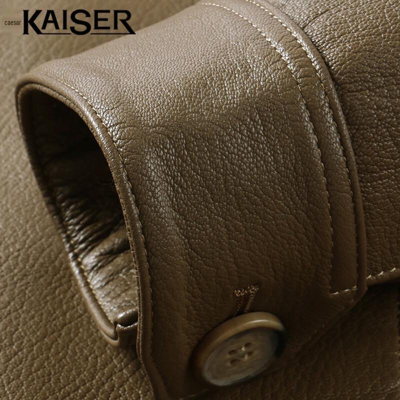 Kaiser Men's Genuine Goat Leather Turn-down Collar Motorcycle Jacket