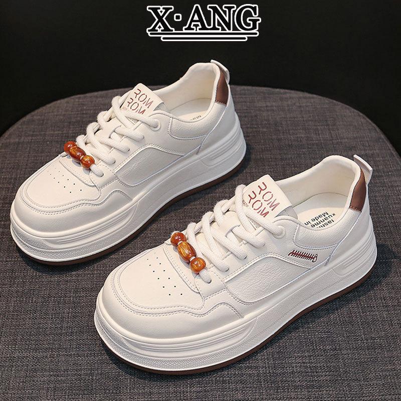 Leather Board Shoes Women's Thick-soled White Shoes Women's Shoes Autumn New Casual Sports Shoes Soft-soled Single Shoes