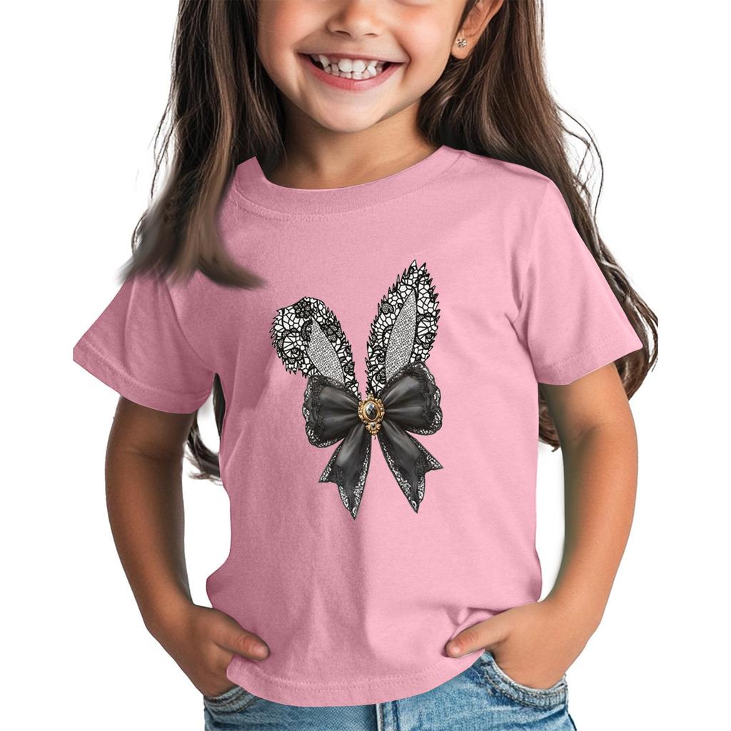 Children's Tops Boys Girls Easter Print Short-sleeved T-shirt Tops Bottoming Shirt