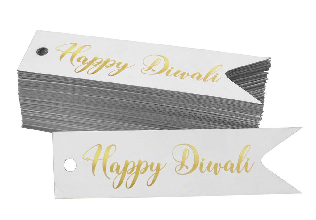 Inkdotpot Pack Of 100 Happy Diwali Favor Paper Tags Craft Real Gold Foil Hang