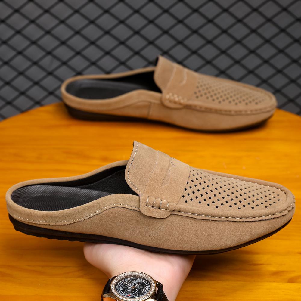 Hollow Out Mules Half Loafers Slippers Men Man Summer Slip On Sneakers Large Size 45 46 Open Back Casual Shoes Slides Sandals