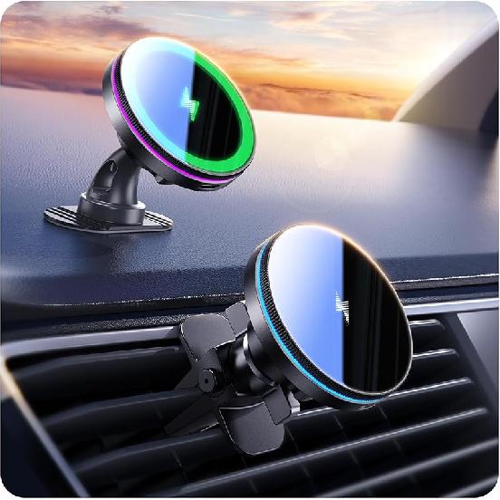 Beser for MagSafe Car Mount Charger, (4.13 lbf) Large Magnetic, 15W Qi Wireless Charger for Car, Vent/Dashboard, Phone Holder for iPhone