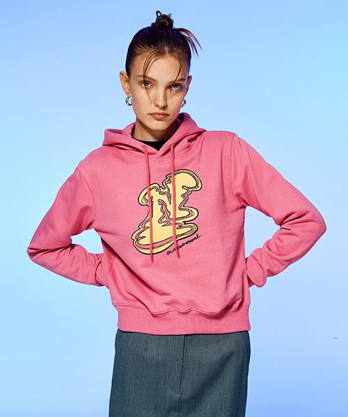 Uncover Melting Logo Crop Hoodie-Pink Free