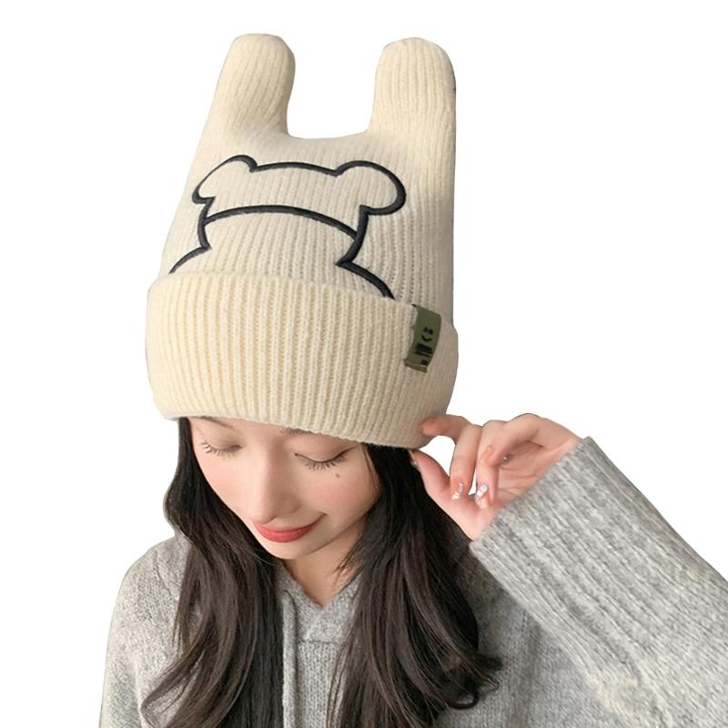 Sweet Girls Rabbit Ear Hat Outdoor Hiking Hat Pullover Beanie Winter Skiing Hat