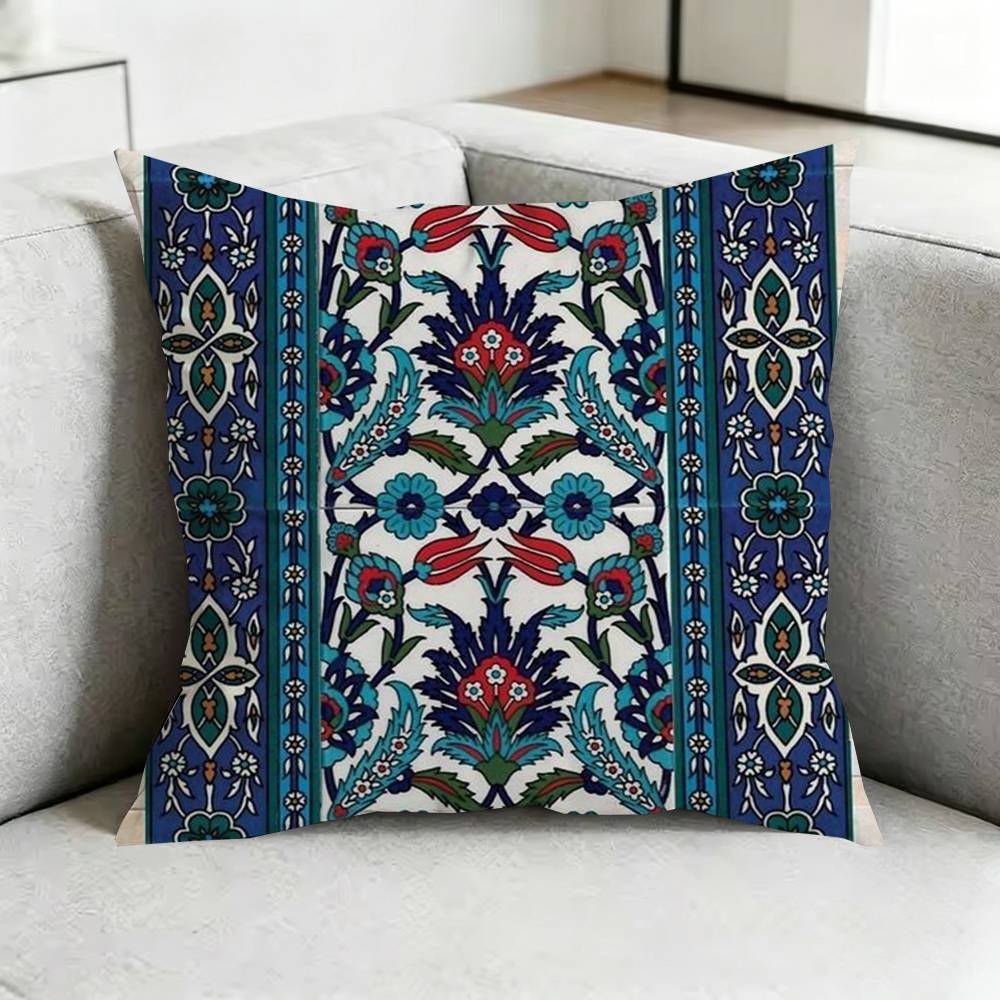 Art Iznik TileE Pillow Case Square DoubleSided Sofa Cushion Cover Bedroom Bedside Pillow Gift