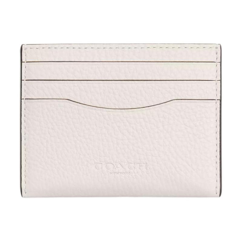 COACH Card Case 10 Embossed Logo Slim Design Fine Pebbled Leather Card Case Regular Women s Chalk White chalk white белый