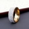 Vintage Retro Style Steel Ring for Women 5 Row Clear Crystal Jewelry Fashion Stainless Steel Engagement Wedding Rings