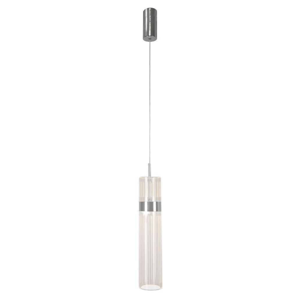 Lampa Wisząca Nowoczesna Ozdobna Przezroczysta Tuba Elementy Chrom Zmienna Barwa Led 6W Ambiente Light Prestige