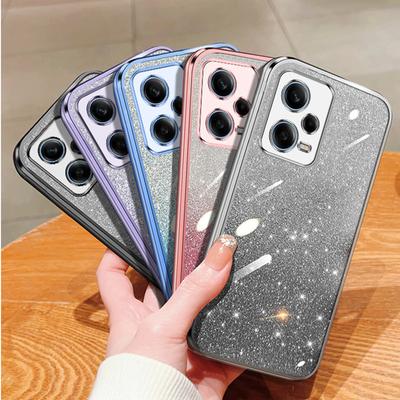 Fashion Plating Gradient Glitter Case For Xiaomi Redmi Note 12 Pro 12S 11 10 9 9S Redmi 13C 12C 10C K60 K50 Silicone Back Cover