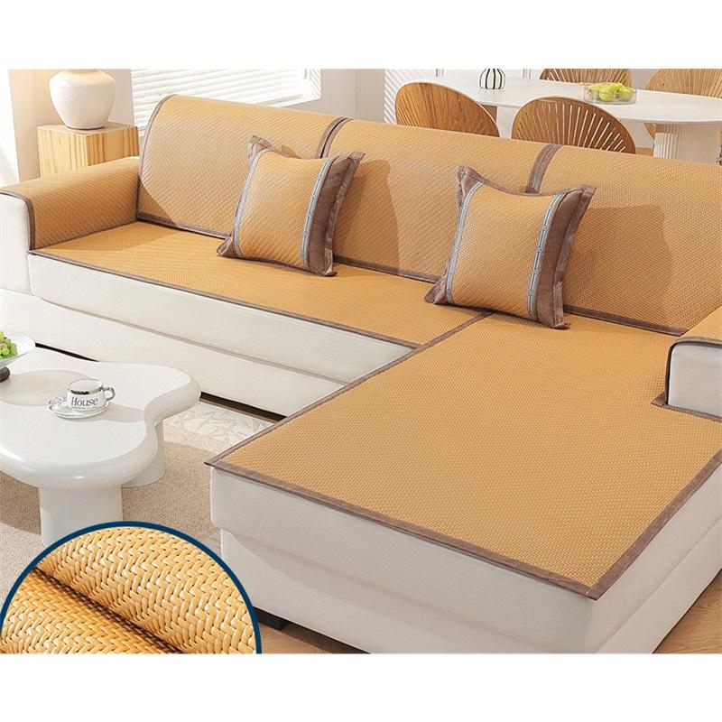 Summer Sofa Cover Cushion Pad Cooling Mat Rattan Seat Ice Silk Non Slip Universal Chaise Lounge Sofa Protector