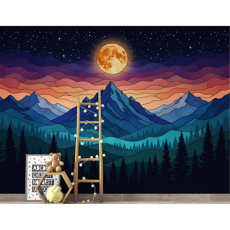 Mountain view at night tapestry 75x100 чёрный
