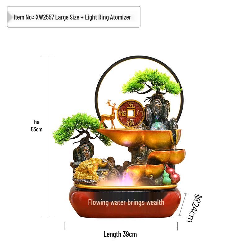 Feng Shui Wealth-Attracting Desktop Fountain with Treasure Bowl - Ideal for Home, Office, Shop Decoration.