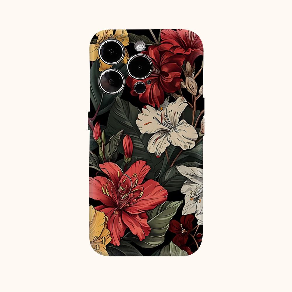 Vintage Hibiscus Bloom Phone Case for IPhone 17AIR 16E 16 15 14 13 12 11 17 Pro Max Plus Double-layer Back Cover