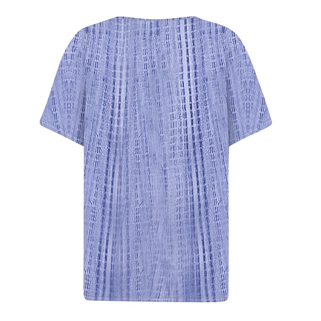 Dámské tričko Tričko Potisk knoflíku Krátký rukáv Denní víkend Móda Basic Top s výstřihem do V