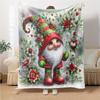 1Pc Christmas Gnome Trio Blanket Soft Throw Blanket For Home Bedroom Bed Sofa Travel Office Solid Christmas Blanket