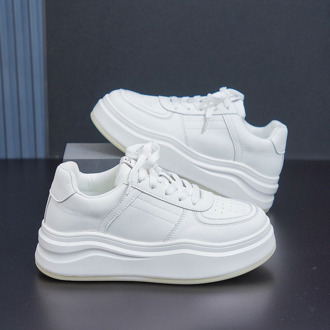 

Thick-soled heightening small white shoes women s fashion versatile small height lightweight casual sports shoes round head color matching trend 40 білий
