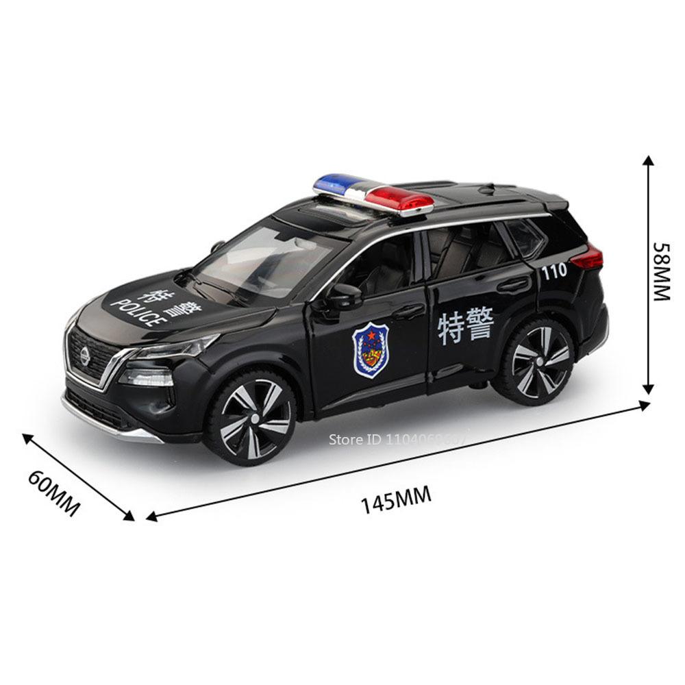 1:32 X-Trail Car Model Toys SWAT Trailing RV Alloy Diecast Polic Cars Sound Light Pull Back Doors Opened Toy Vehicle Boy Gifts