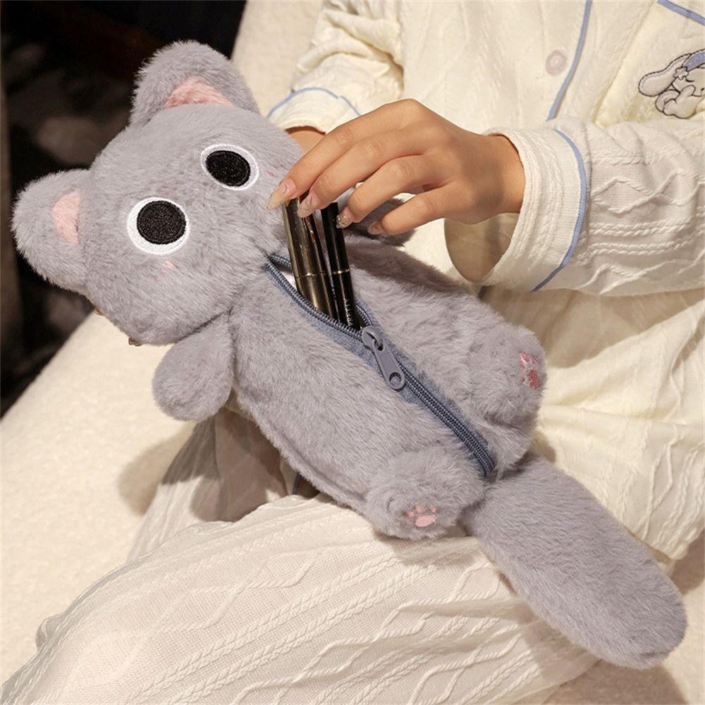 Stuffed Animal Plush Pencil Case Siamese Cat Cat Pencil Bag Stationery Bag Learning