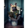 Retro Funny Animal Sitting On Toilet Reading Newspaper Posters Prints Canvas Painting Colorful Wall Pictures Bathroom Home Decor