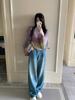 Korean Style Women's Colorful Striped Hand-Knitted Cardigan Sweater
