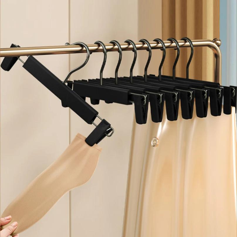 5PCS Pants Hanger Adjustable Clips Space Saving Anti-Slip Metal Rack Women's Skirt Clothes Organizer Socks Lingerie Racks