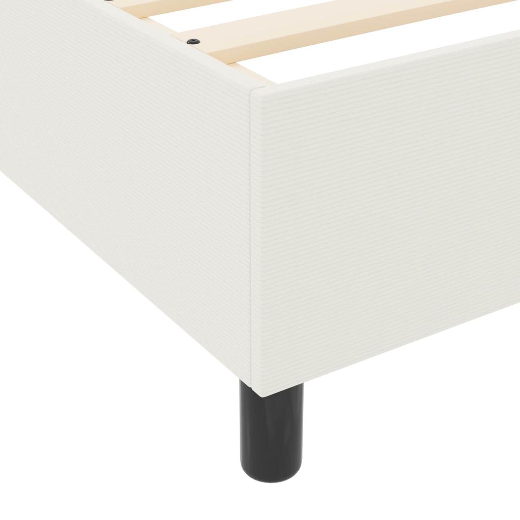 Platform Bed Frame Cream 100 x 200 cm Corduroy Fabric