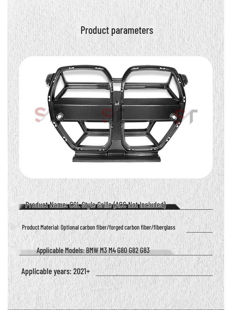 CSL Style Dry Carbon Fiber Front Bumper Grille for BMW M3 G80 & M4 G82