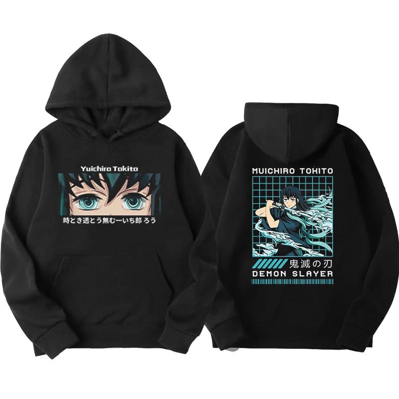 Neue Lustige Japan Anime Demon Slayer Damen Hoodies Lockeres Fleece Sweatshirt Harajuku Muichiro Tokito Bedruckter Kapuzenpullover für Mädchen