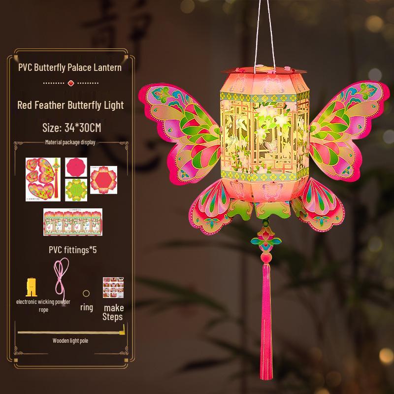 Butterfly Luminous DIY Lantern Kit - Ancient Style Mid-Autumn Children's Handheld Flower Lantern