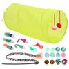 Cat Feather Toy Set Interactive Cat Toy Kitten Toy Assortments Includes Tunnel Cat Stick Balls Bells and Mice