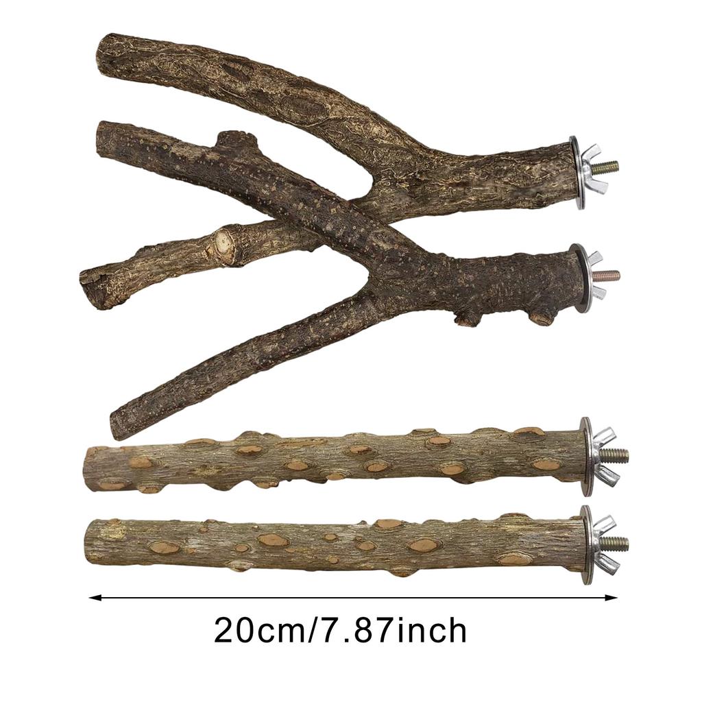 Natural Wood Pet Parrot Raw Wood Fork Tree Branch Stand Rack Squirrel Bird Hamster Branch Perches Chew Bite Toys Bird Supplies