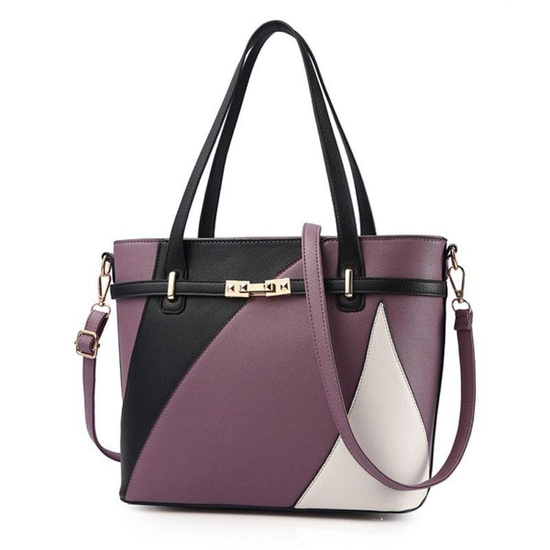 Versatile Women s Crossbody Bag In Luxurious Pu Patchwork Leather фиолетовый