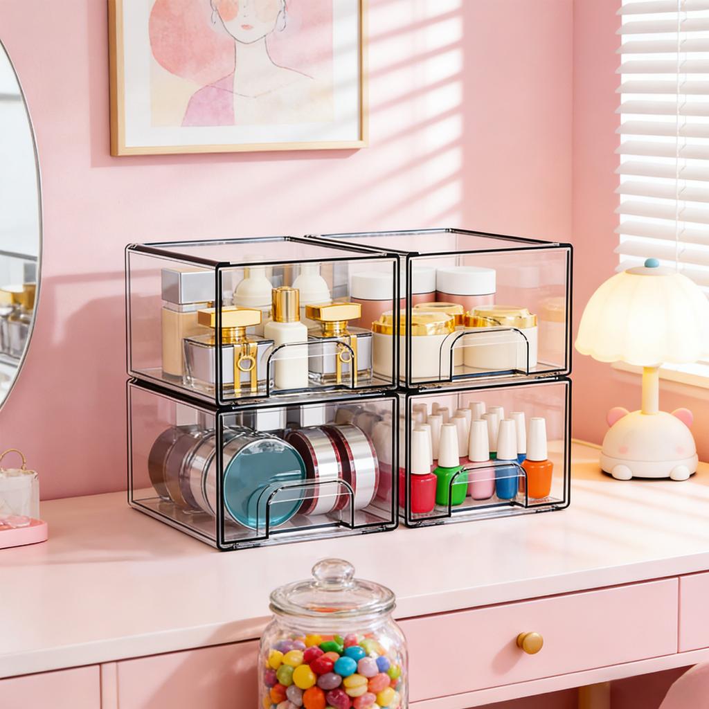 Clear Acrylic Storage Box Essential Drawer Type Organizer Practical Transparent Container Desktop Cosmetic Holder