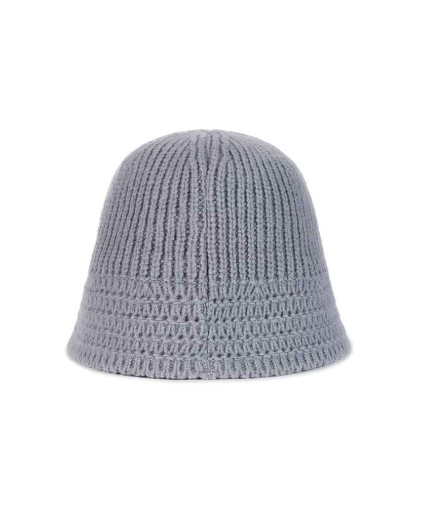 Bajal Va Square Applique Knit Bucket Hat Gray