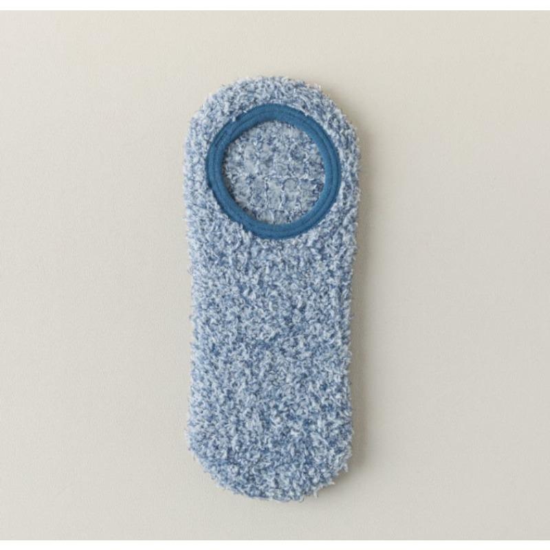 Autumn and Winter Coral Fleece Socks, Women's Shallow Mouth Thickened Warm Floor Socks, Half Fleece Boat Socks, Gel Solid Color Short Socks