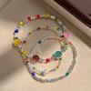 iF ME Colorful Bead Broken Silver Chain Bracelet for Women Artificial Pearls  Smiling Face Bracelets Jewelry Accessories